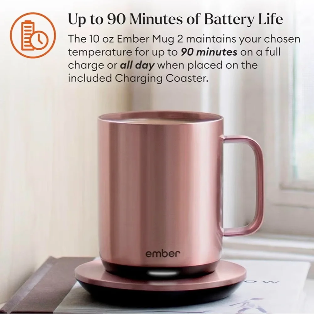 new ember temperature control smart mug 10oz app controlled heated rose gold mug - Picture 4 of 11